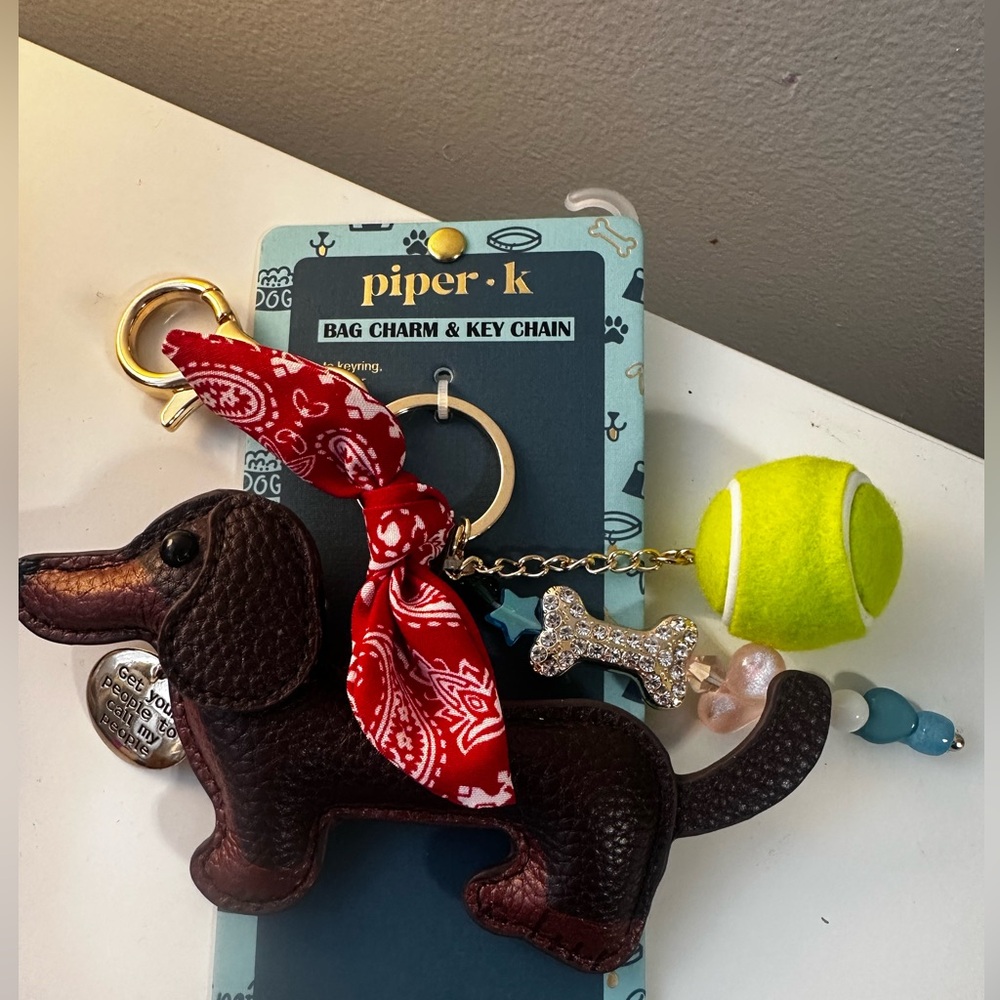 PIPER K Dachshund Doxie Bag Charm Key Chain